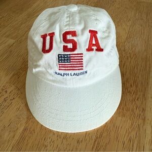 Ralph Lauren Infant White Cap with Red Embroidery